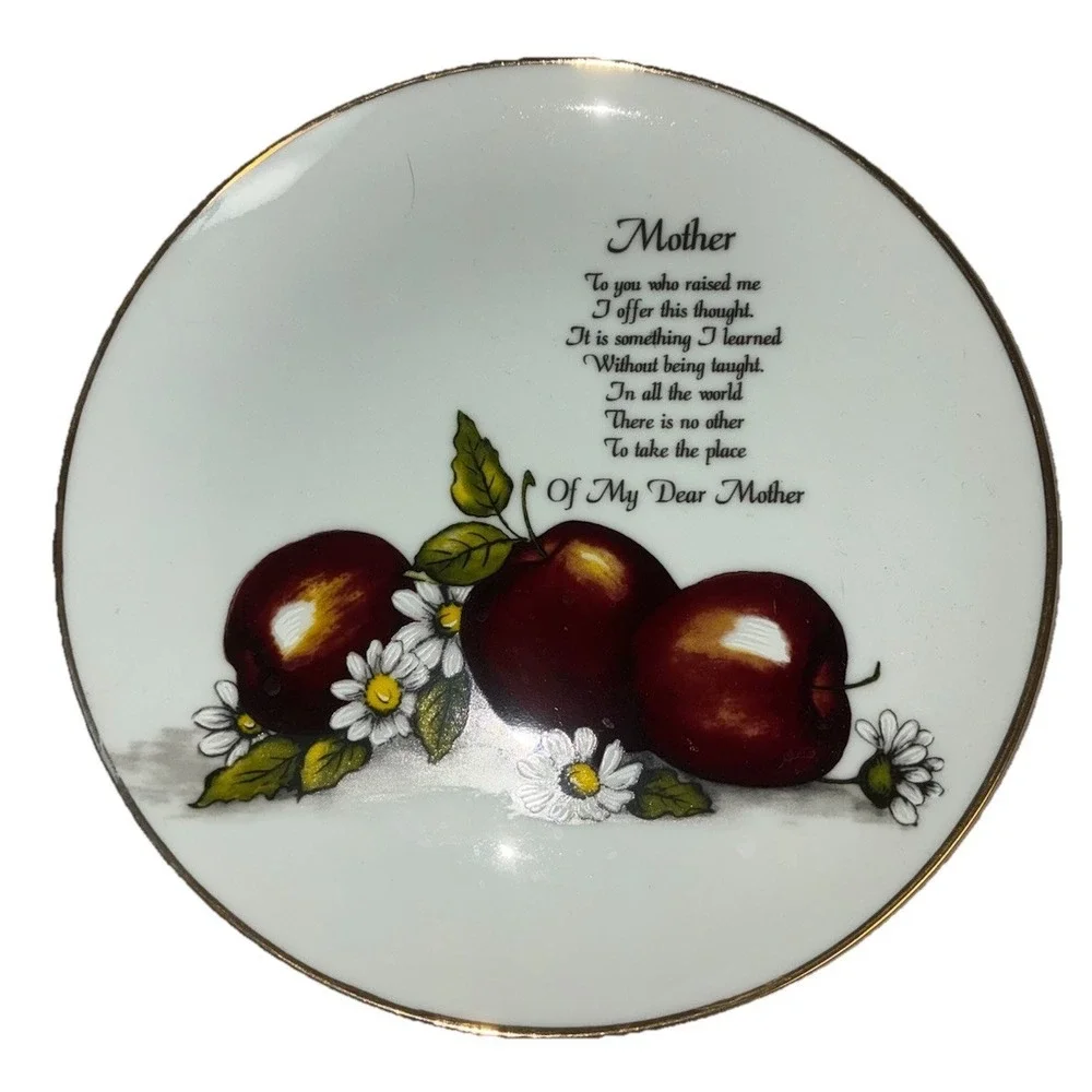 Mother's Day Plate Keepsake Apples Flowers‎ Daisies 8